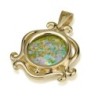 14K Gold and Roman Glass Swirling Pendant