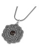 Sterling Silver Hexagon Necklace with Garnet