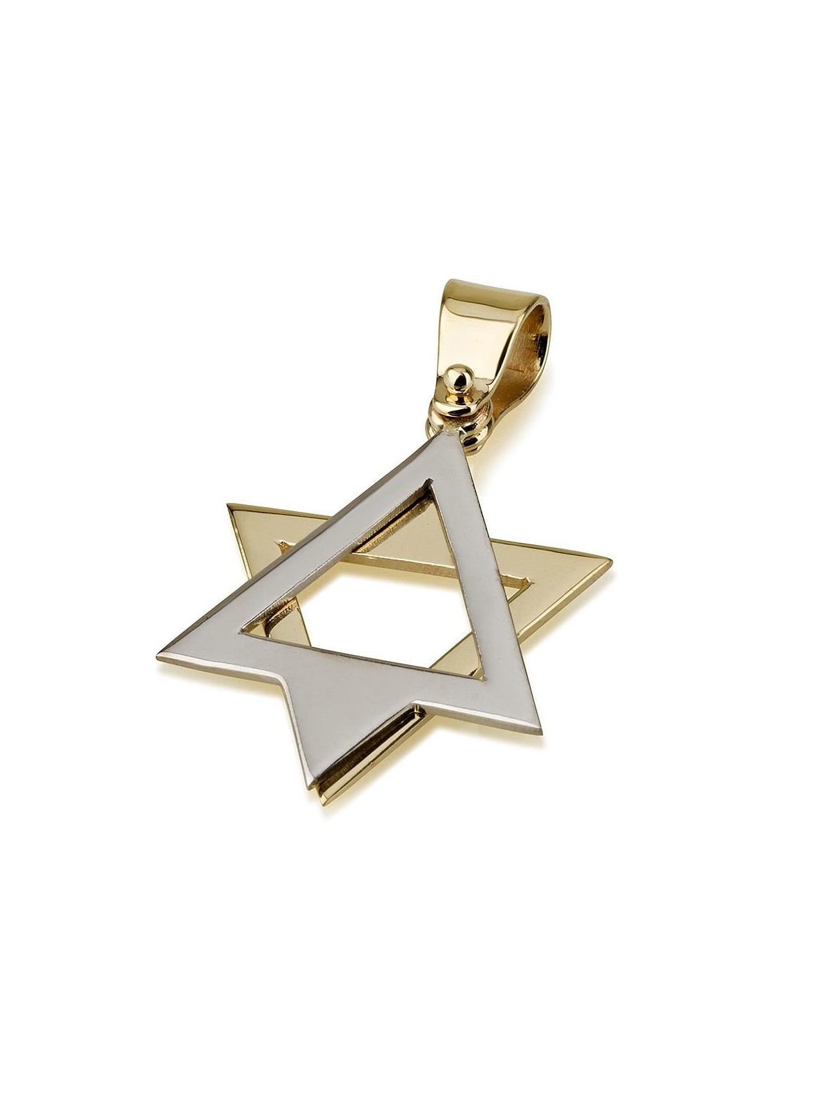14K White and Yellow Gold Two Layered Star of David Pendant