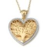 14K Gold Large Heart Shaped Tree of Life Pendant with Diamonds