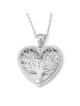 Grand pendentif arbre de vie en forme de cœur en or 14 carats avec diamants