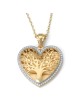 14K Gold Large Heart Shaped Tree of Life Pendant with Diamonds