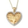 14K Gold Large Heart Shaped Tree of Life Pendant with Diamonds