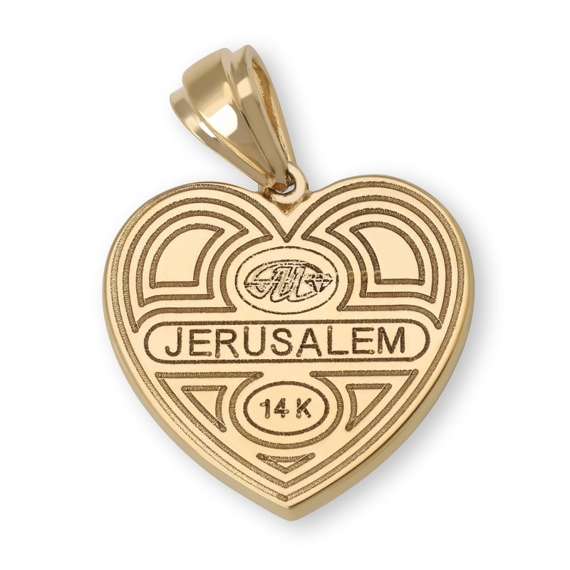 Grand pendentif arbre de vie en forme de cœur en or 14 carats avec diamants