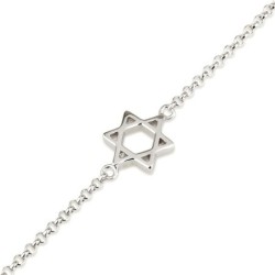 925 Sterling Silver Classic Star of David Bracelet - Rhodium Plated