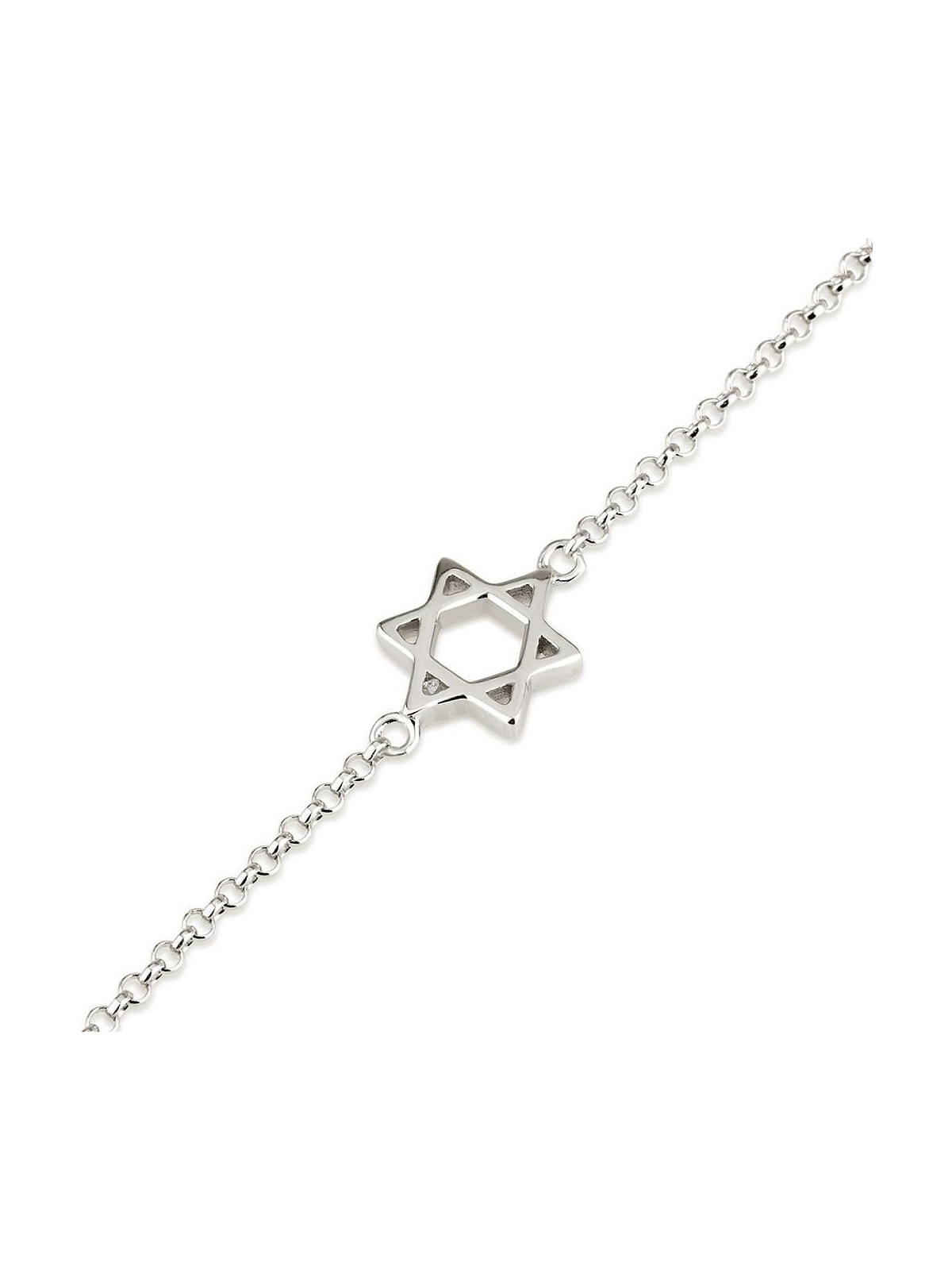 925 Sterling Silver Classic Star of David Bracelet - Rhodium Plated