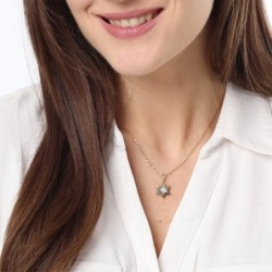 Double 14K Gold Star of David Pendant Necklace with Diamonds (Choice o