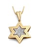 Double 14K Gold Star of David Pendant Necklace with Diamonds (Choice o