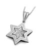 Double 14K Gold Star of David Pendant Necklace with Diamonds (Choice o