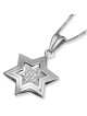 Double 14K Gold Star of David Pendant Necklace with Diamonds (Choice o
