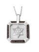 Pendentif pour homme en or 14 carats avec étoile de David et diamants noirs et blancs