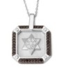 Men's 14K Gold Pendant with Star of David and Black and White Diamonds