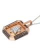 Men's 14K Gold Pendant with Star of David and Black and White Diamonds