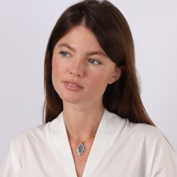 14K Gold Diamond Encrusted Hamsa Pendant Necklace (Jerusalem Motif)