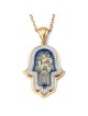 Collier pendentif Hamsa incrusté de diamants en or 14 carats (motif de Jérusalem)