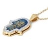 14K Gold Diamond Encrusted Hamsa Pendant Necklace (Jerusalem Motif)