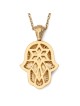 14K Gold Diamond Encrusted Hamsa Pendant Necklace (Jerusalem Motif)