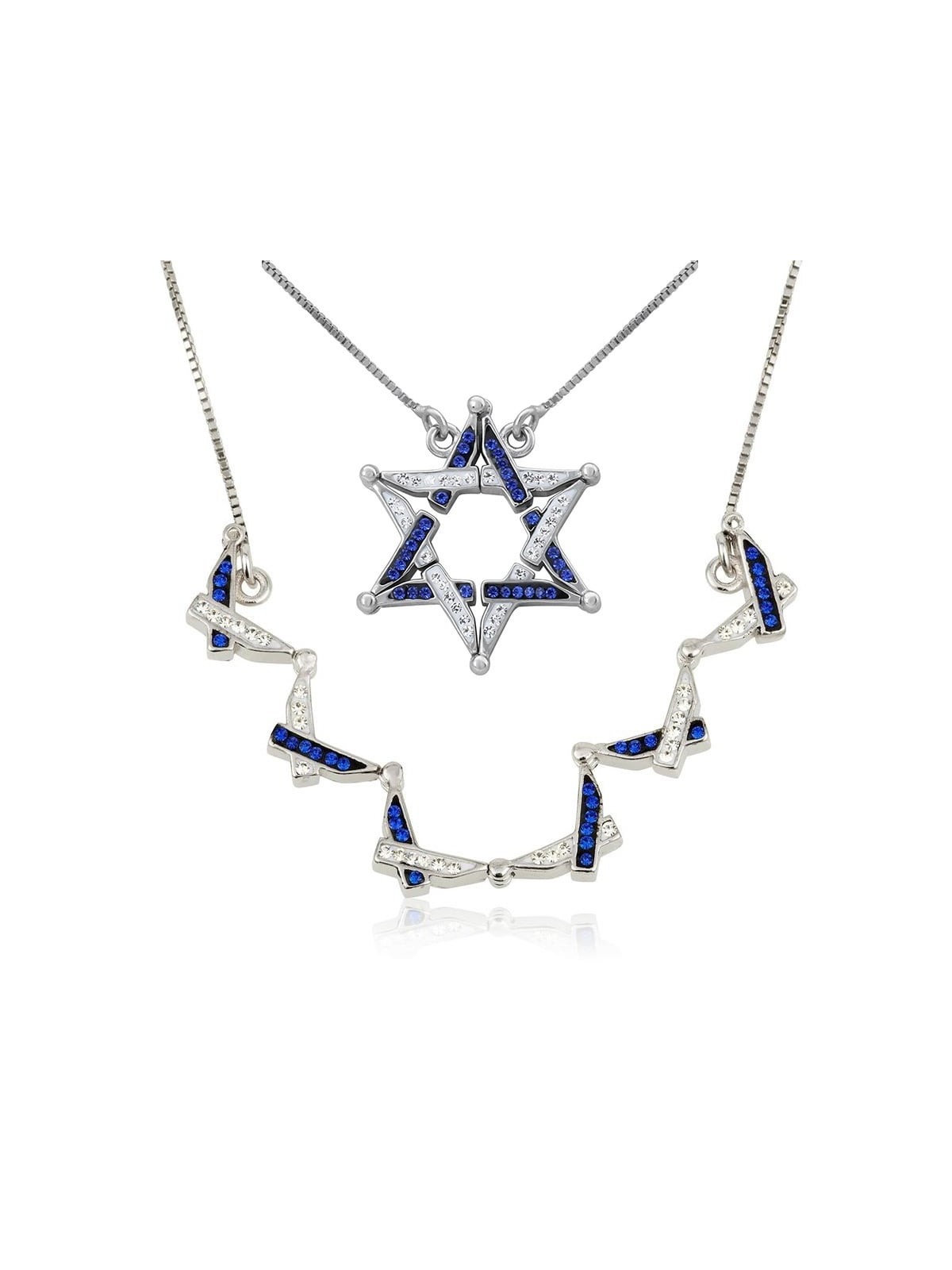 Interlocked Star of David Large Necklace With Reversibility