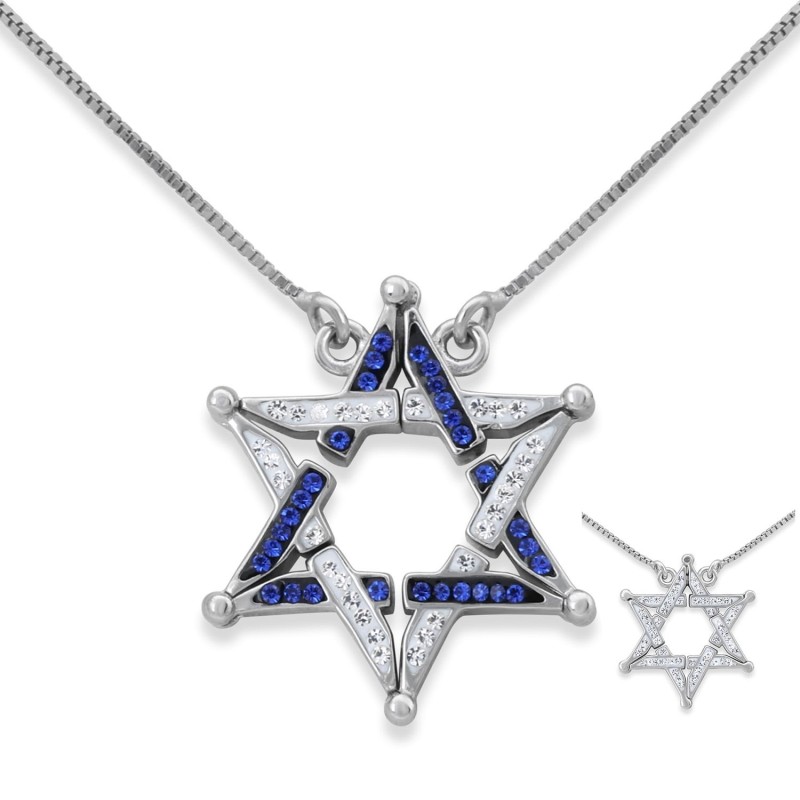 Grand collier étoile de David entrelacée avec réversibilité