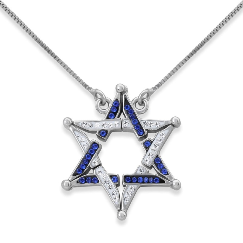 Grand collier étoile de David entrelacée avec réversibilité