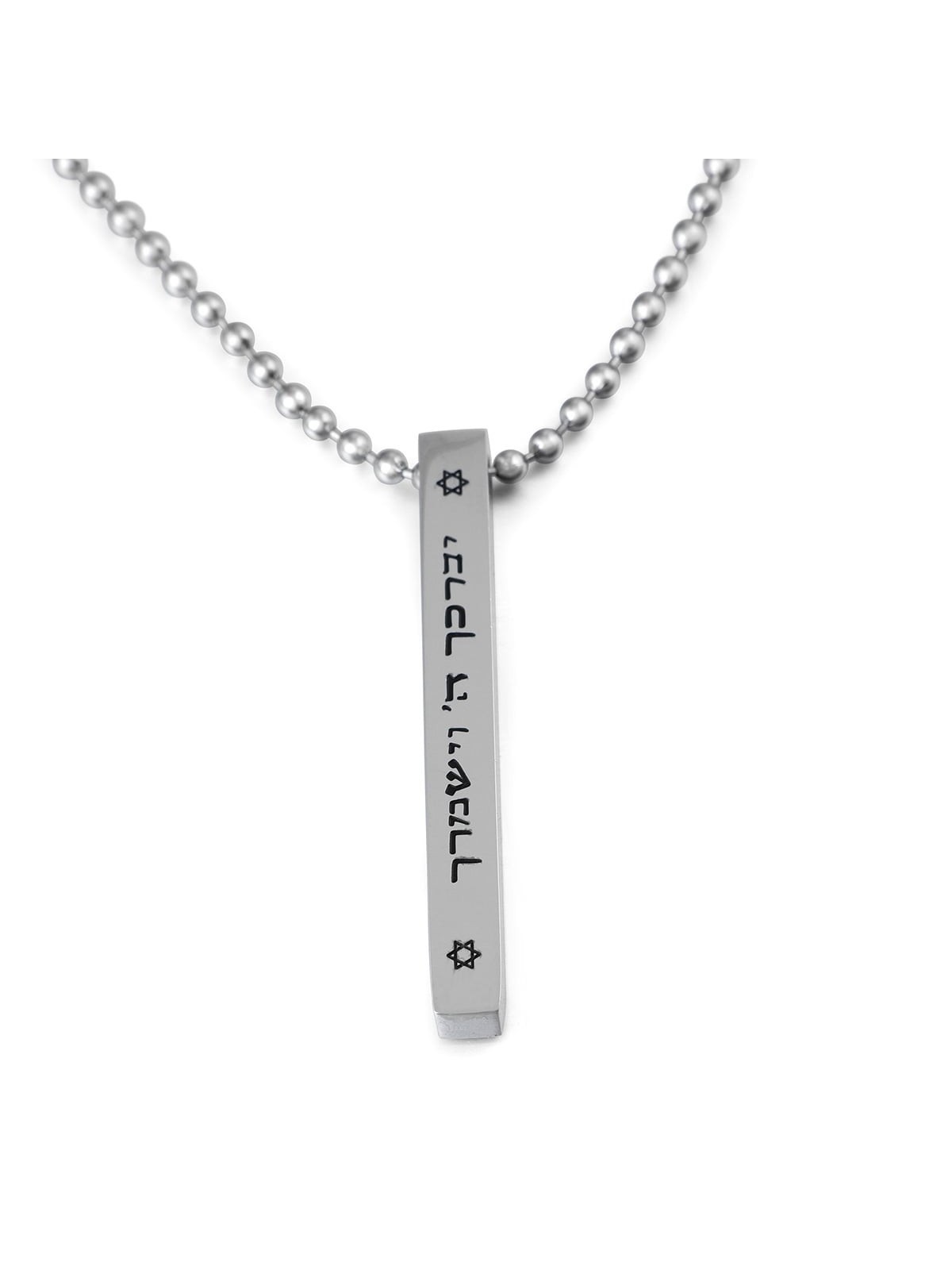 Pendentif de barre de bénédiction sacerdotale en acier inoxydable avec chaîne à billes unisexe N