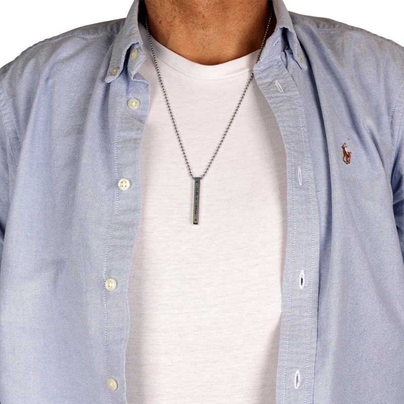 Pendentif de barre de bénédiction sacerdotale en acier inoxydable avec chaîne à billes unisexe N