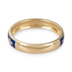 14K Yellow Gold and Blue Enamel Customizable Jewish Wedding Ring