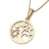 14K Gold Women's Tree of Life Pendant Necklace with Star of David