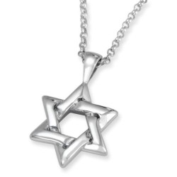 Interlocking Silver Star of David Necklace for Men