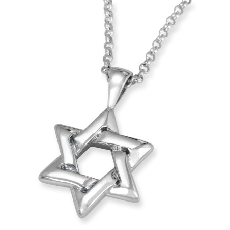 Collier étoile de David entrelacée en argent pour homme