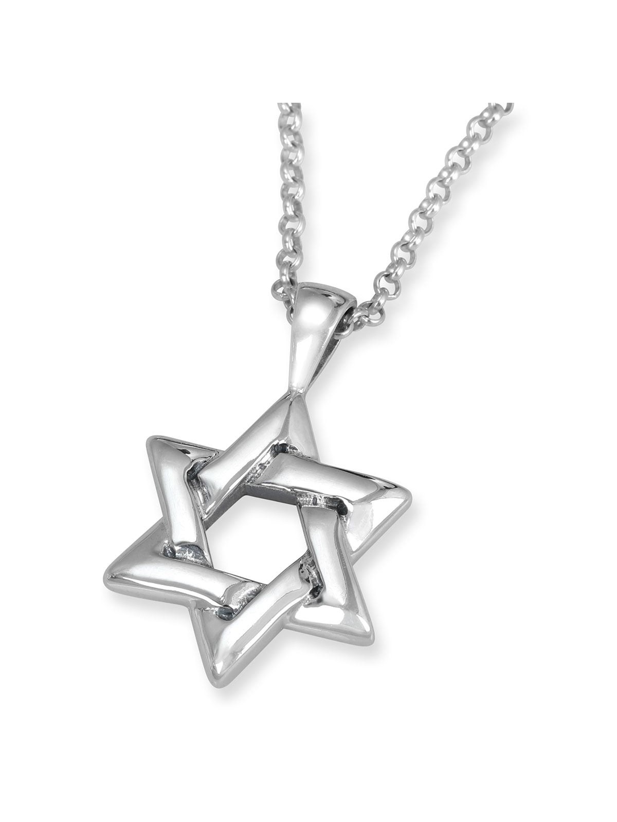 Collier étoile de David entrelacée en argent pour homme