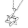 Interlocking Silver Star of David Necklace for Men