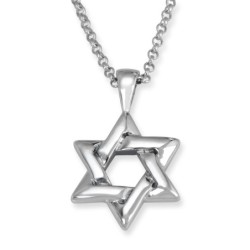 Interlocking Silver Star of David Necklace for Men