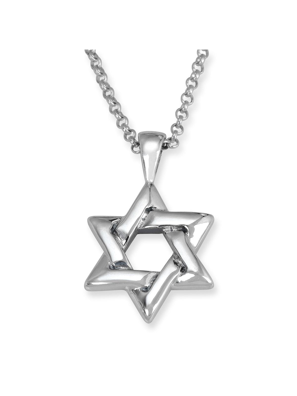 Collier étoile de David entrelacée en argent pour homme