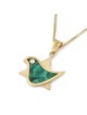 Pendentif Colombe-Étoile de David en or 14 carats avec pierre d'Eilat