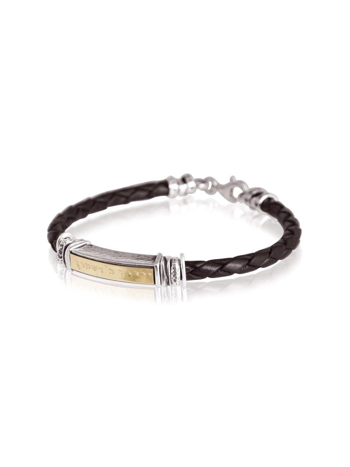 Bénédiction sacerdotale : Bracelet unisexe en cuir, or et argent (variété o