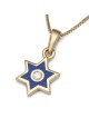Minimalist Diamond 14K Gold Star of David Pendant Necklace with Blue E