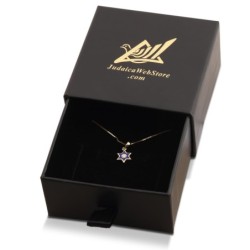 Minimalist Diamond 14K Gold Star of David Pendant Necklace with Blue E