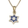 Minimalist Diamond 14K Gold Star of David Pendant Necklace with Blue E