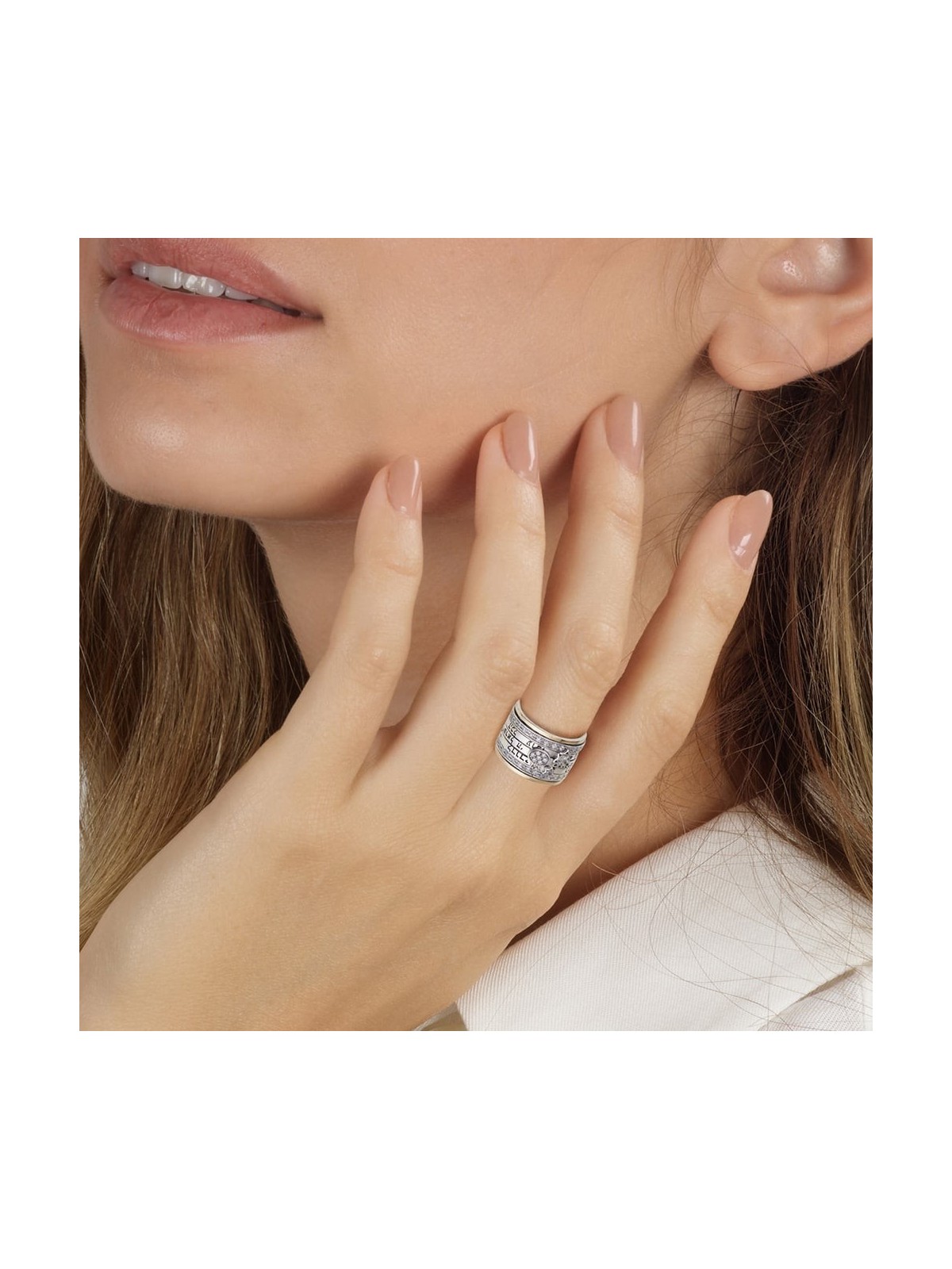 Bague tournante avec inscriptions hébraïques étoile de David et grenade dans 925 St
