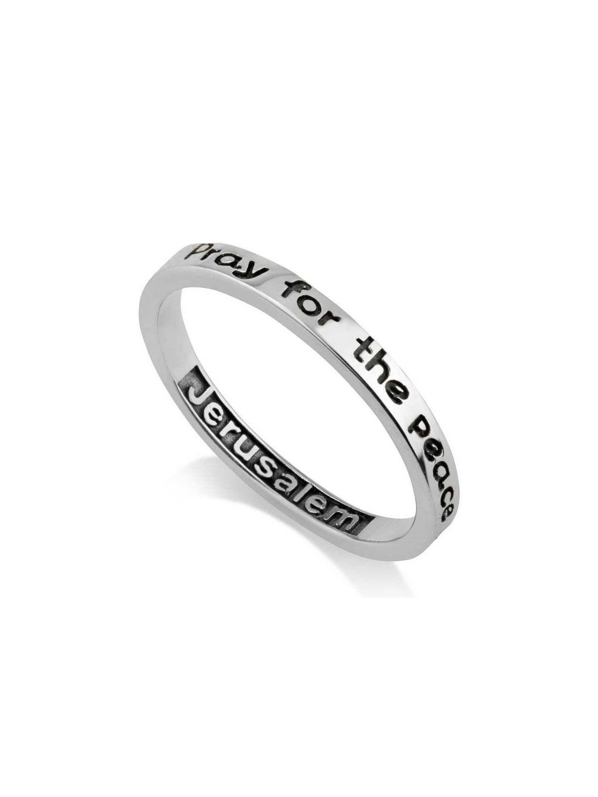 Marina Jewelry 925 Sterling Silver Peace of Jerusalem Ring - Psalms 12