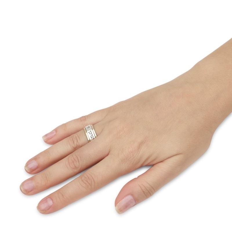 Bague tournante de luxe avec bénédiction sacerdotale en or 9 carats et argent sterling 925