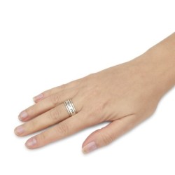 Large Shema Yisrael Spinner Ring in 925 Sterling Silver and 9K Gold -