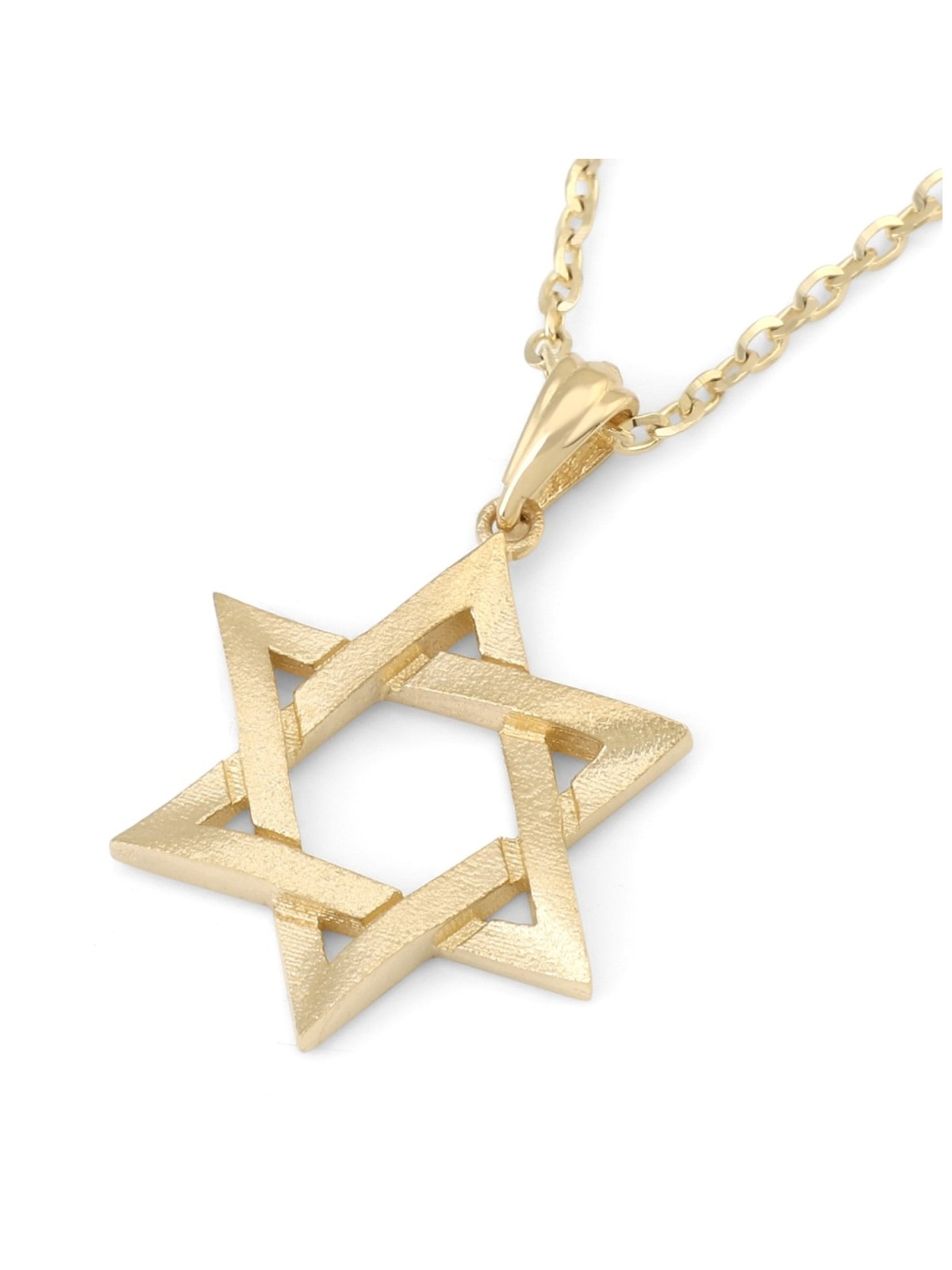 Pendentif étoile de David superposée en or 14 carats avec finition texturée - Unis