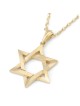 Pendentif étoile de David superposée en or 14 carats avec finition texturée - Unis