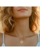 Pendentif étoile de David superposée en or 14 carats avec finition texturée - Unis