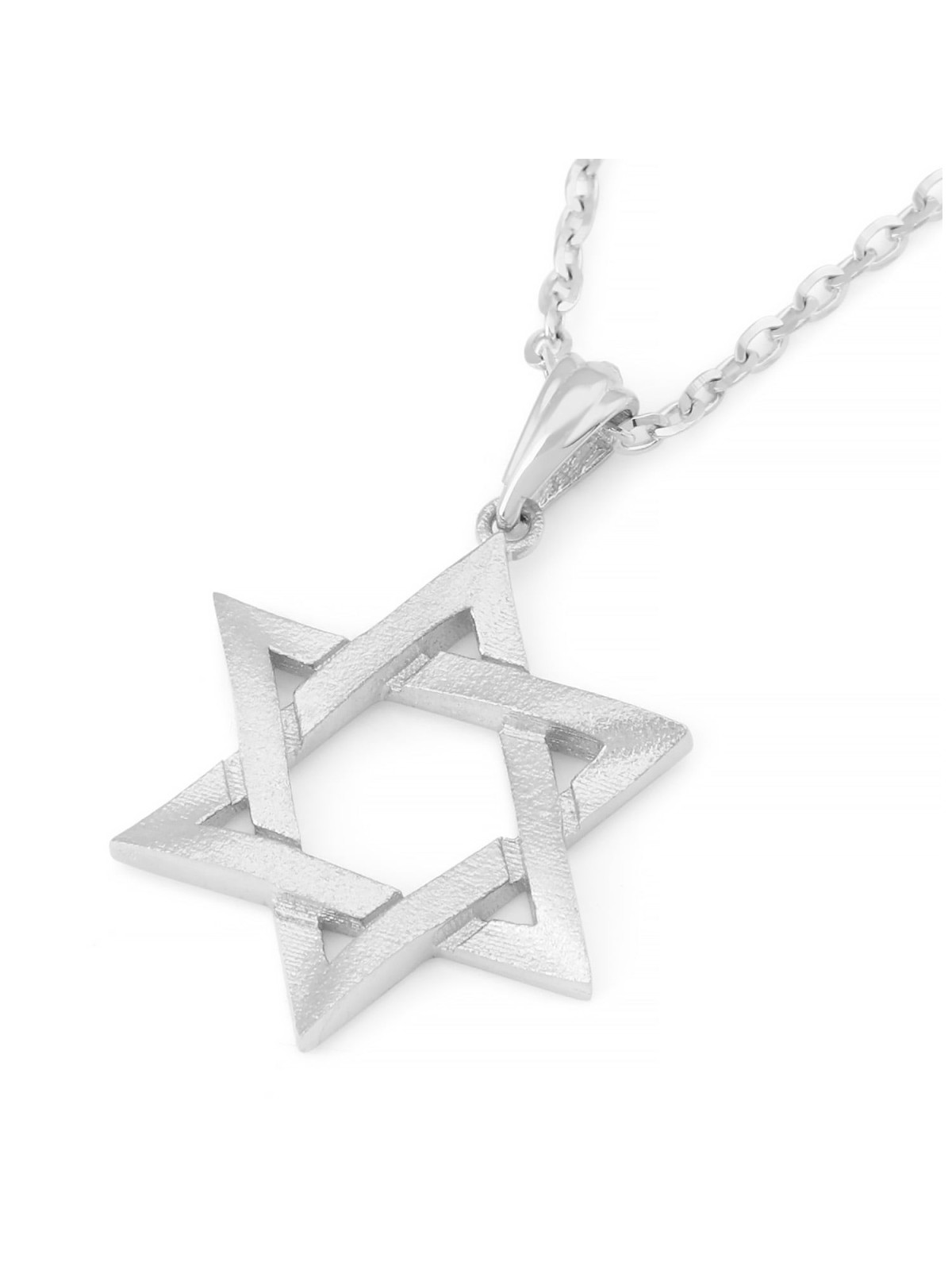 Pendentif étoile de David superposée en or 14 carats avec finition texturée - Unis