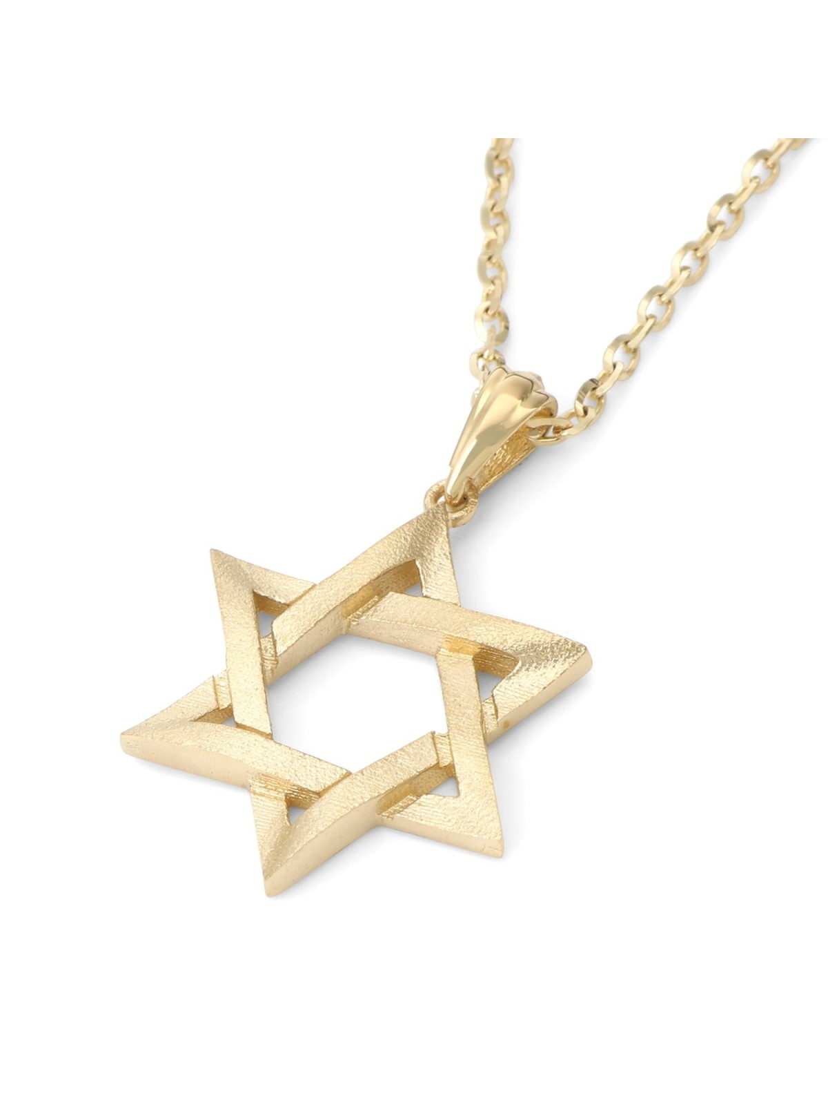 14K Gold Overlapping Star of David Pendant with Textured Finish - Unis