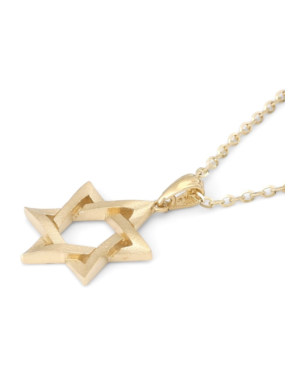 14K Gold Overlapping Star of David Pendant with Textured Finish - Unis