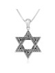 Sterling Silver Star of David Necklace with Twisty and Spiral Pattern